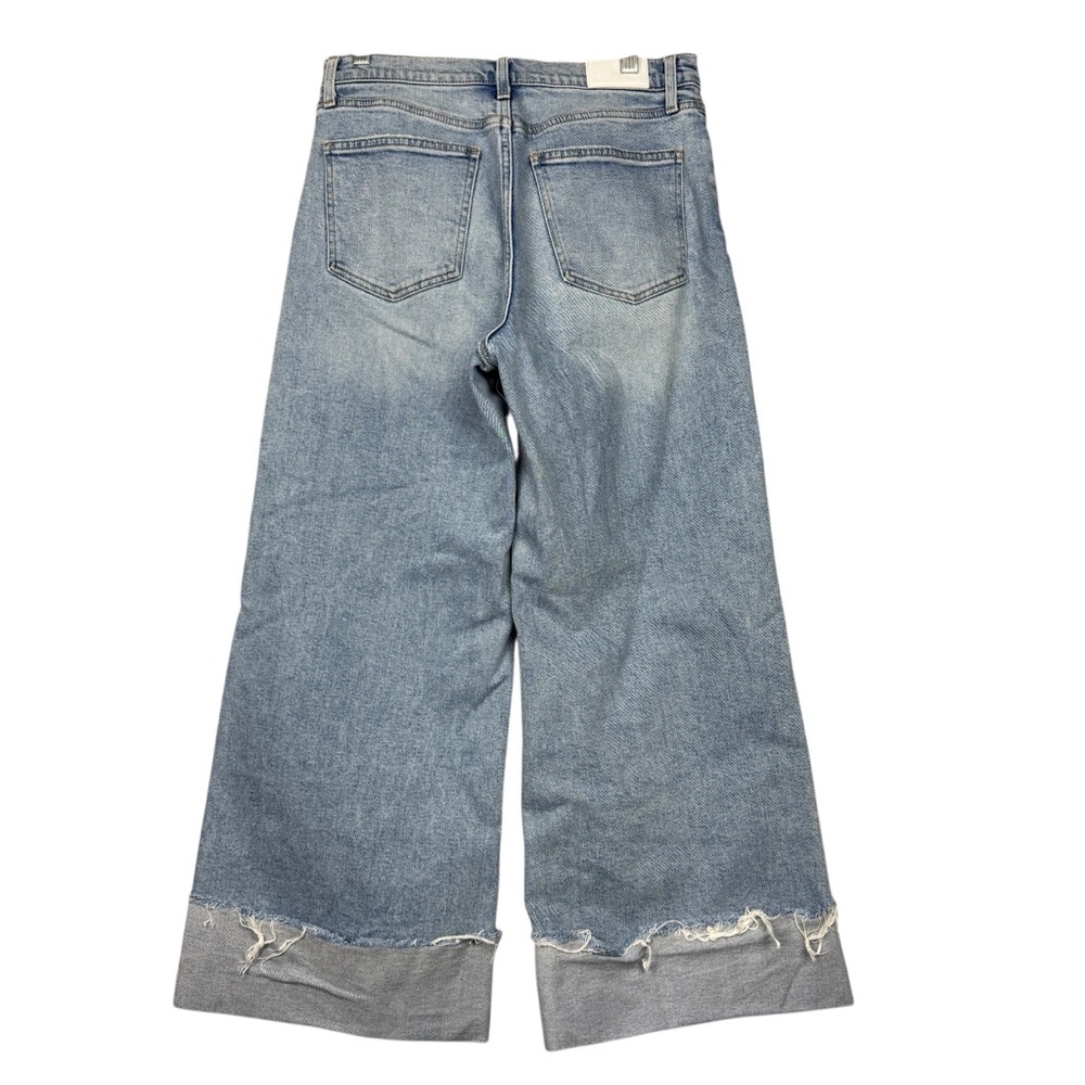 Anthropologie Light Wash Wide-Leg Cuffed Jeans - Picture 3 of 7
